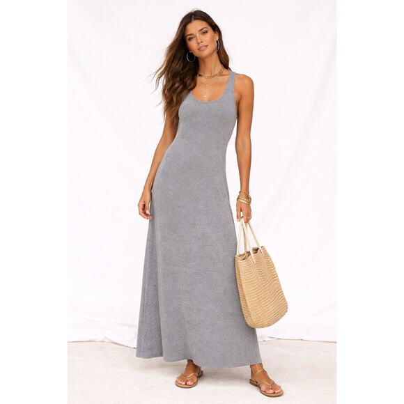 Free People Dresses & Skirts - Free People Beach Midi Dress Size XS Racer Back Heather Grey Vacation Minimalist
